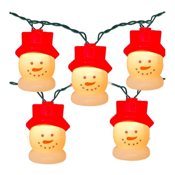 Christmas Snowman String 10 Lights  Indoor‎ Outdoor Holiday Decor - Picture 4 of 6